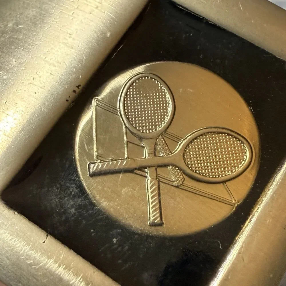 Vintage‎ Lee NY Tennis Racket Belt Buckle Silver Tone USA